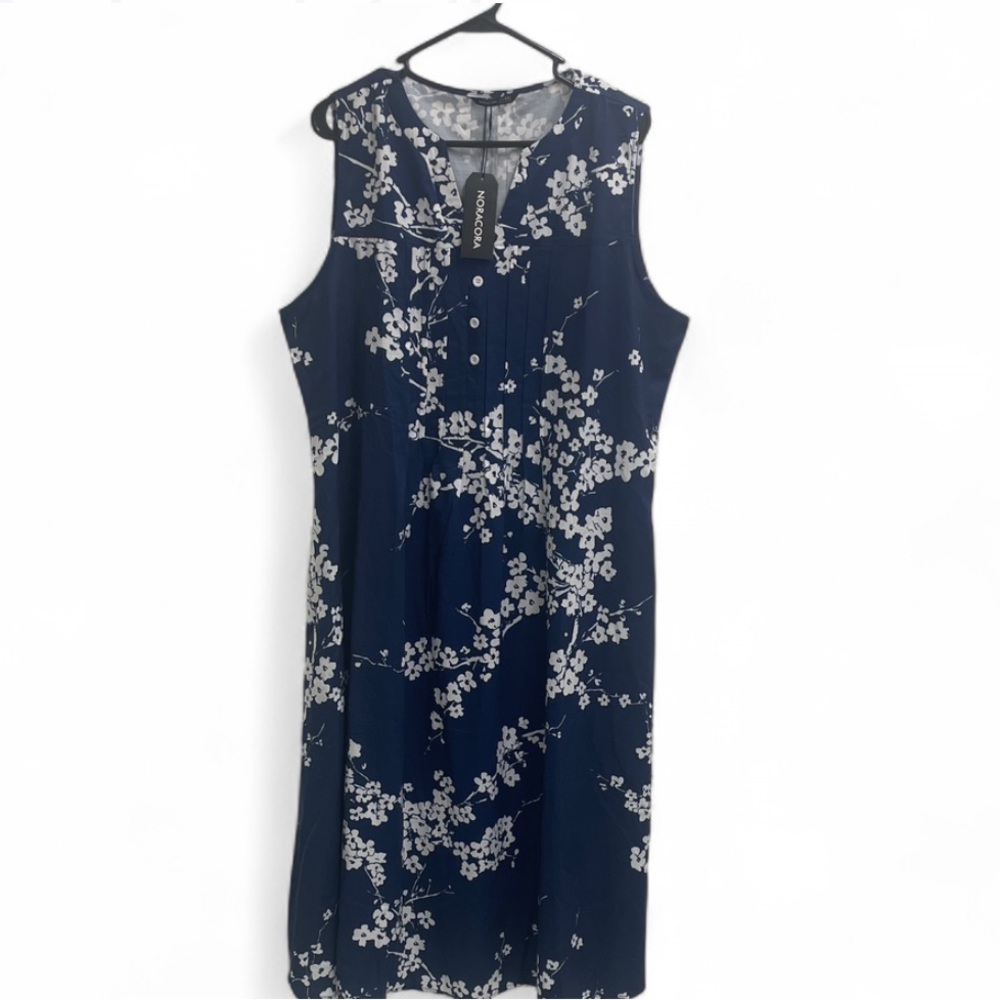 NORACORA  sleeveless Sun DressBlue White Floral Dress. Size XXL